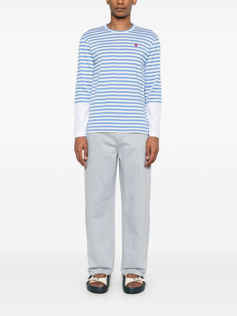 logo-appliqué striped cotton T-shirt - 2
