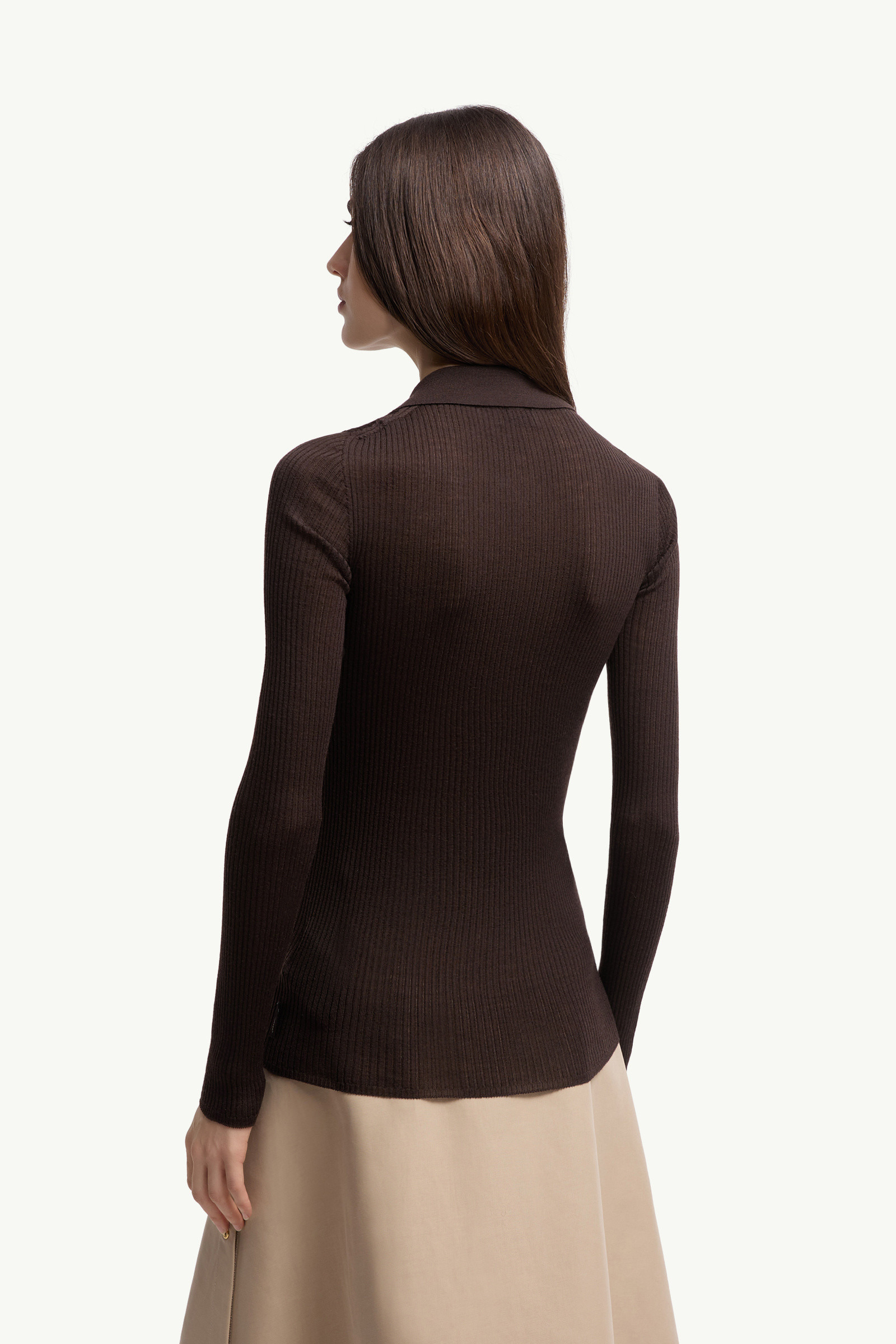 Wool Long Sleeve Polo Shirt - 5