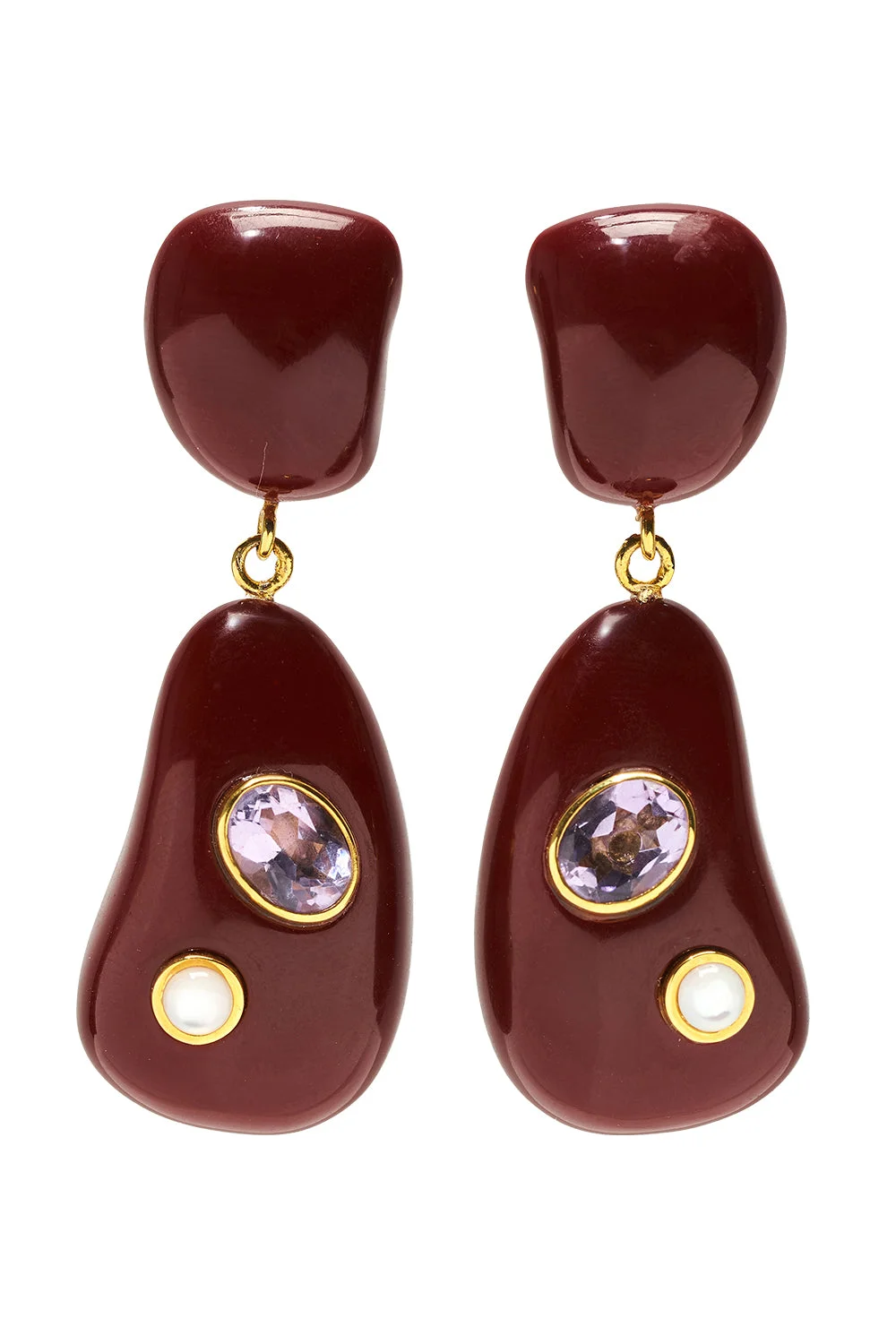 Satsuma Tanzanite Pearl Resin Drop Earrings - 1