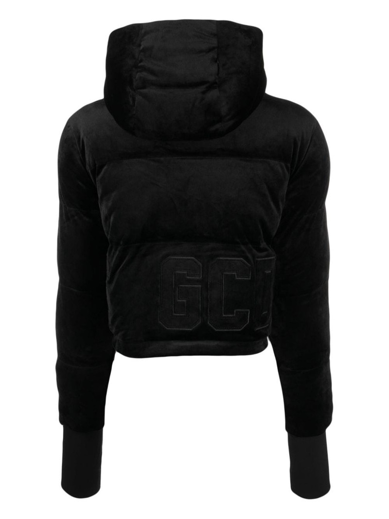 GCDS hooded velvet padded jacket outlook