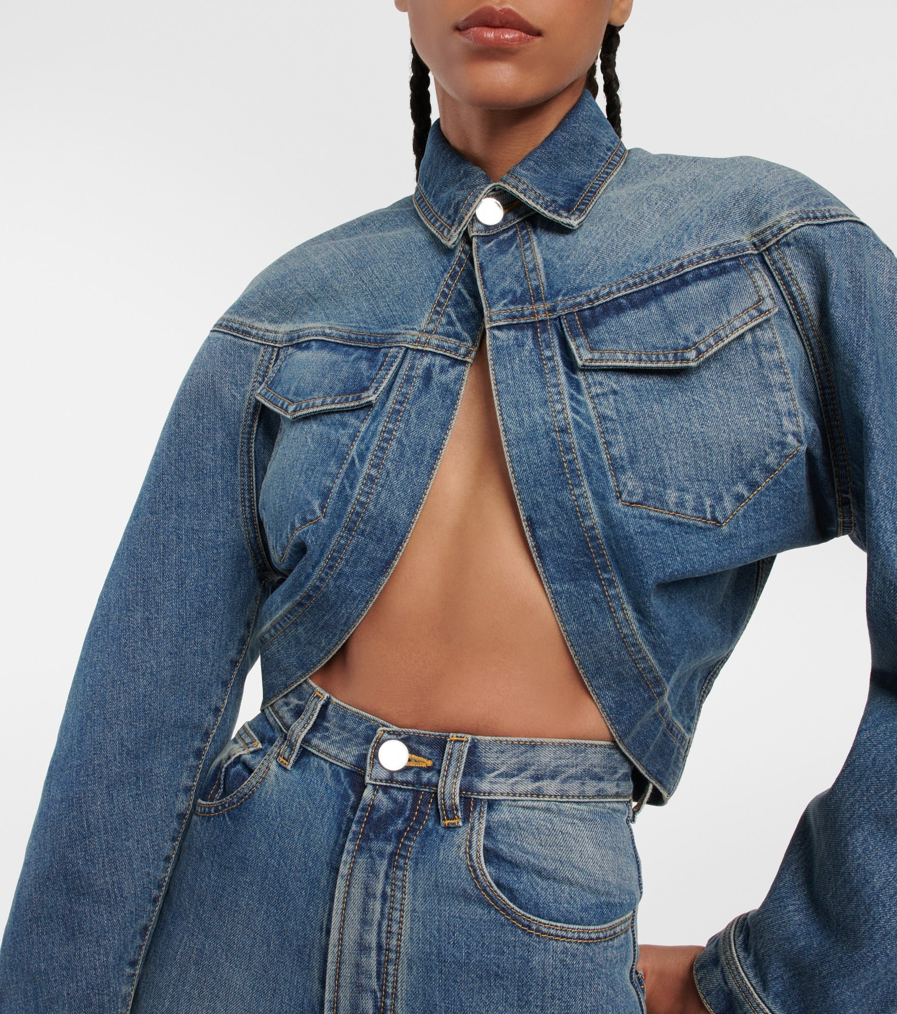 Cropped denim jacket - 4