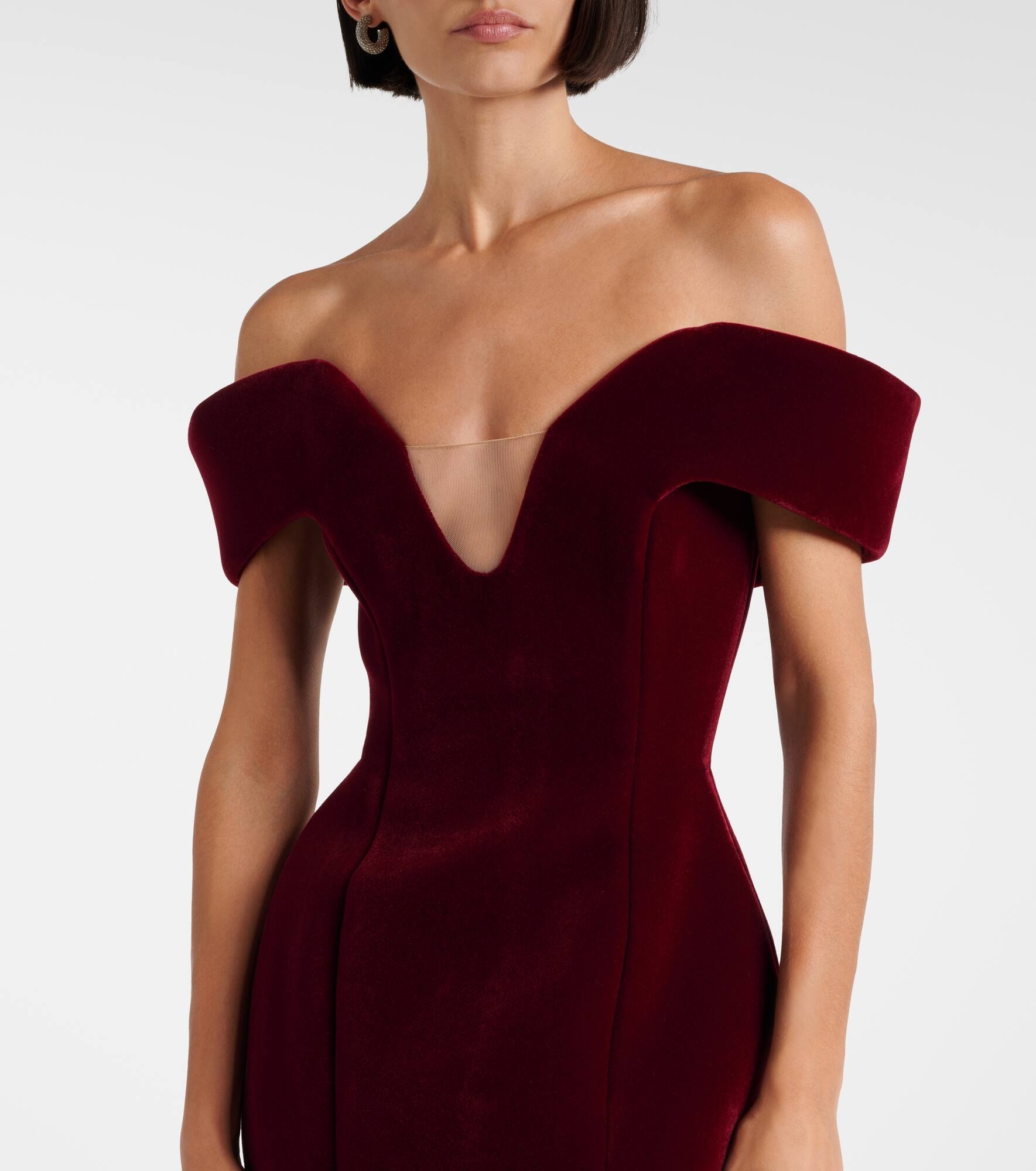 Off-shoulder velvet minidress - 4