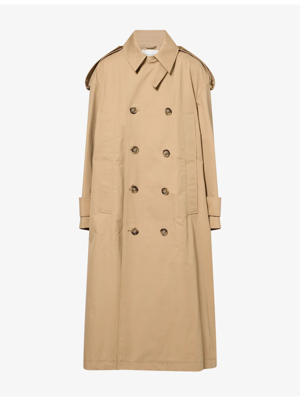 Double-Breasted Epaulette Cotton Trench Coat - 1