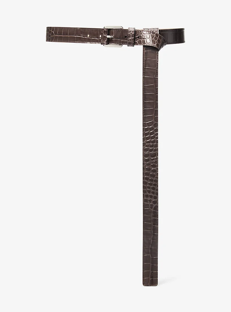 Jodi Crocodile Embossed Leather Belt - 1