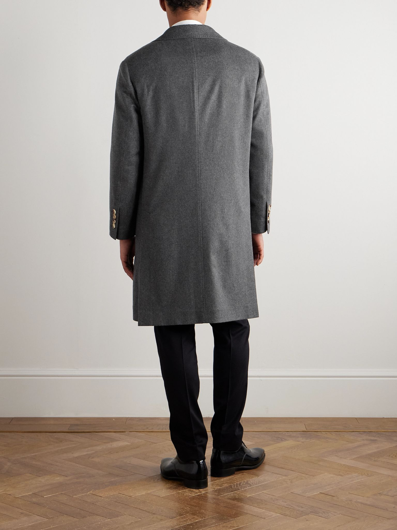 Wool and Cashmere-Blend Overcoat Gray - 4
