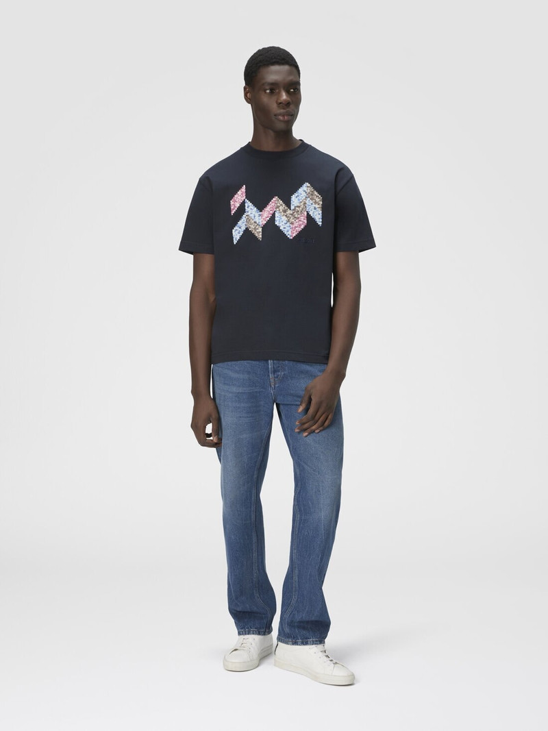 Missoni Short Sleeve T-Shirt with Flame Zigzag Insert and Logo outlook