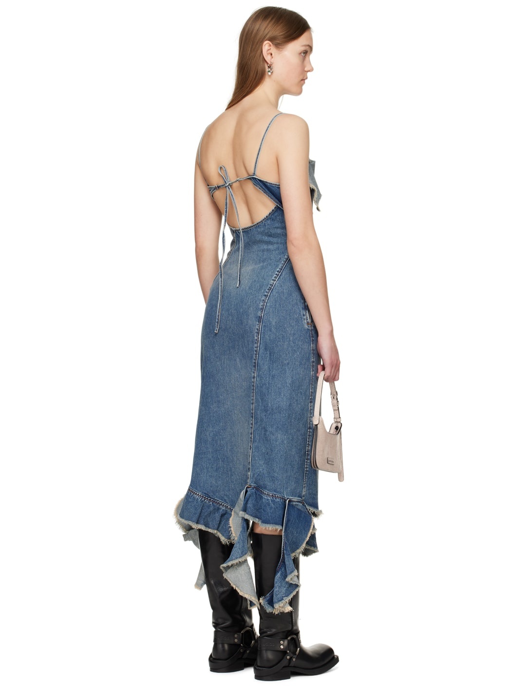 dress midi Delouise Studios】 denim ruffled 【Acne