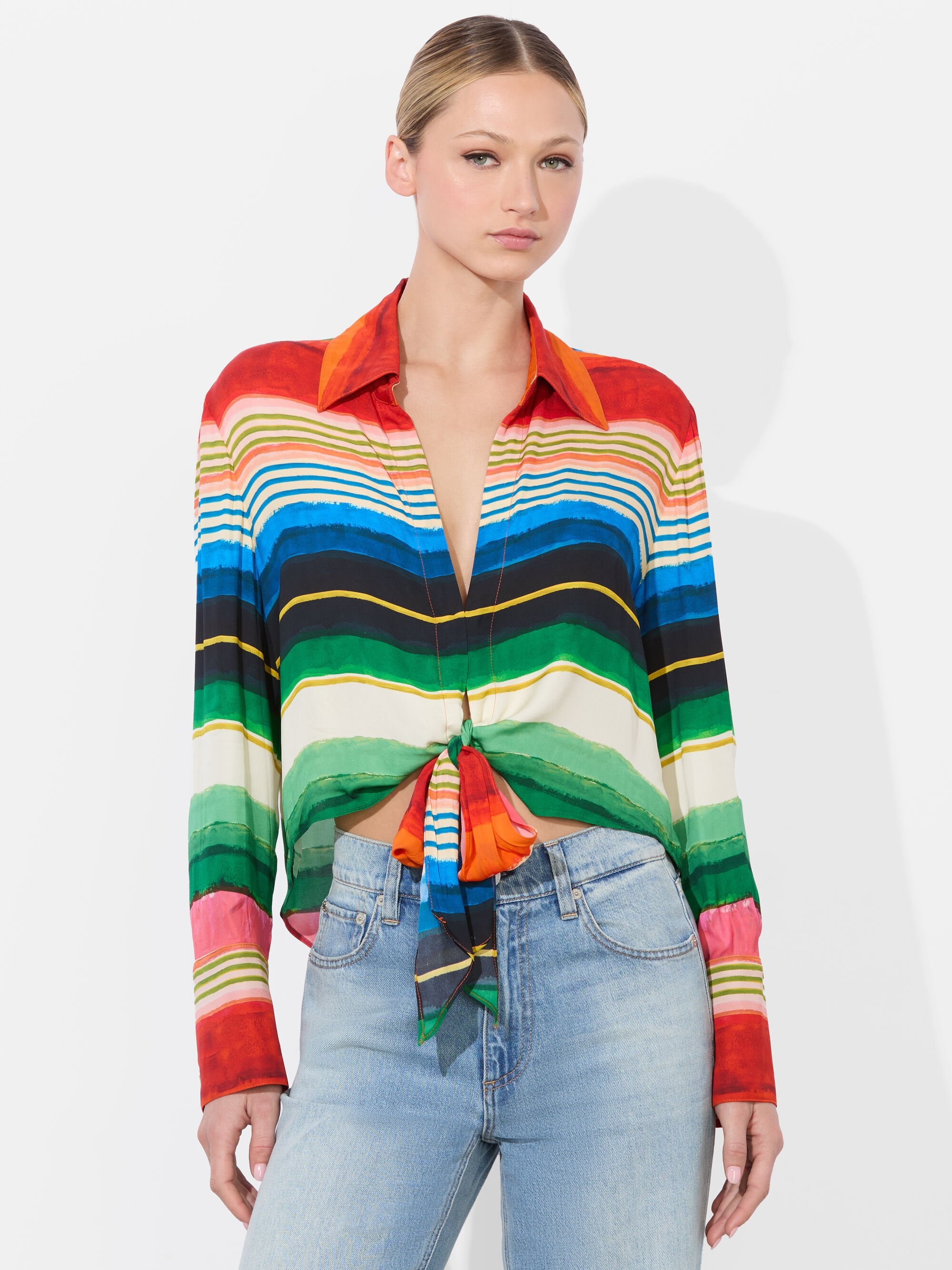 HANNON TIE FRONT BLOUSE - 2
