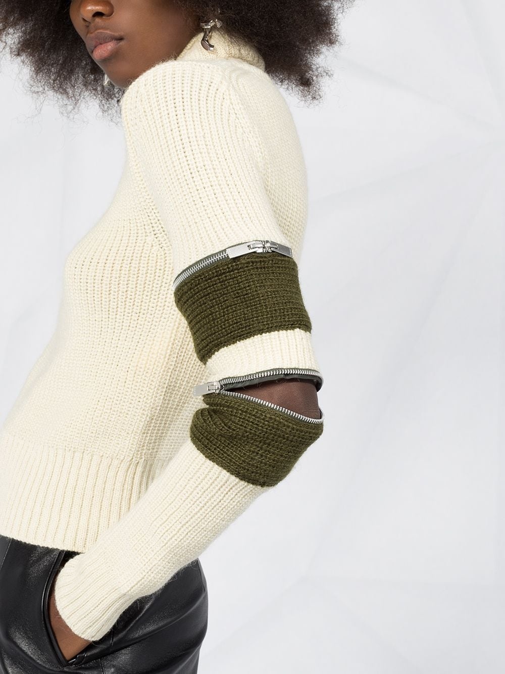 zip-detail roll neck jumper - 3