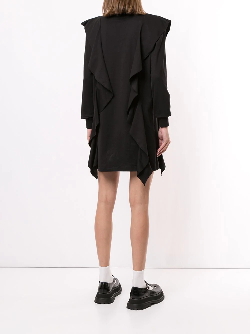 embroidered logo ruffled T-shirt dress - 4