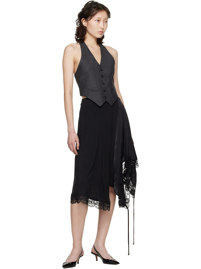 VETEMENTS Black Reworked Lingerie Midi Skirt outlook