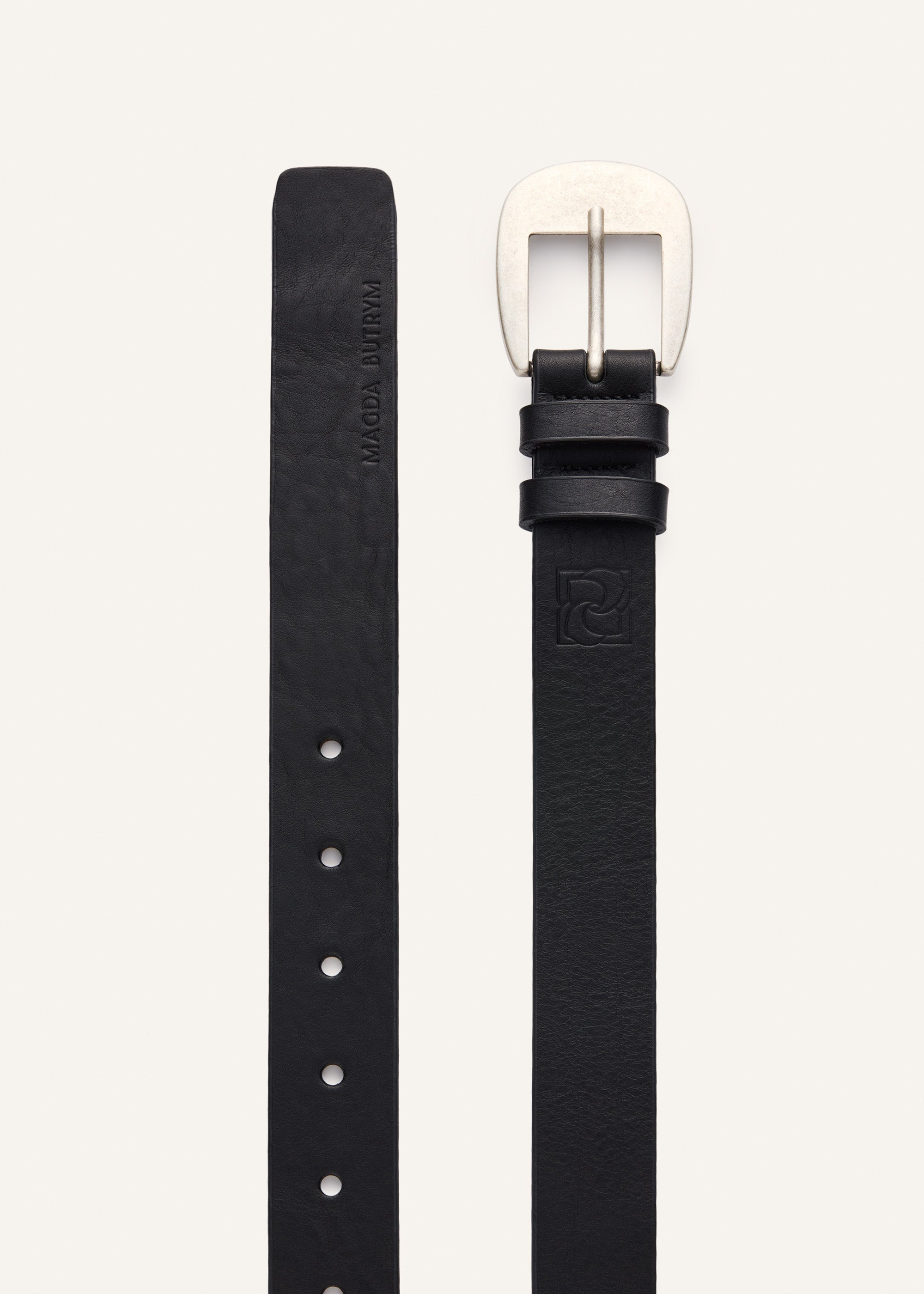 Antique silver buckle belt in black - 2