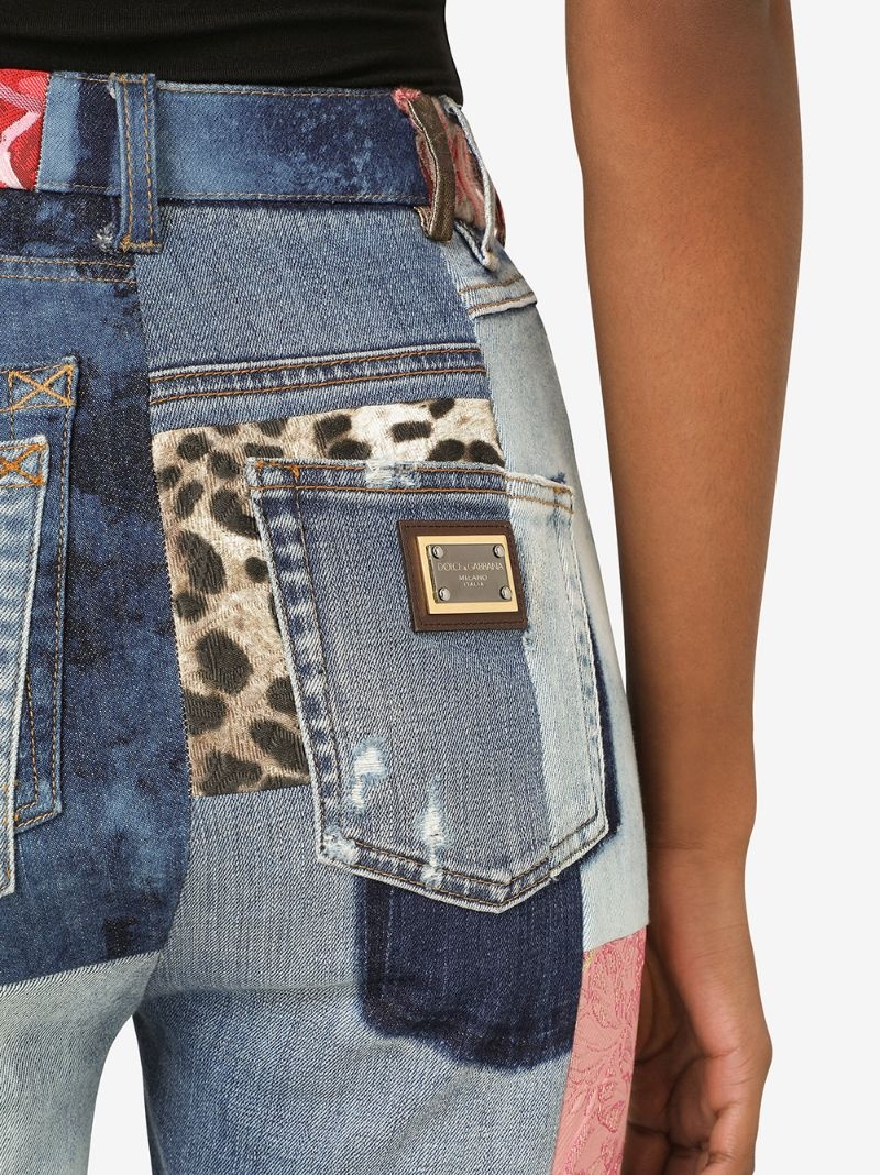 patchwork skinny jeans - 5