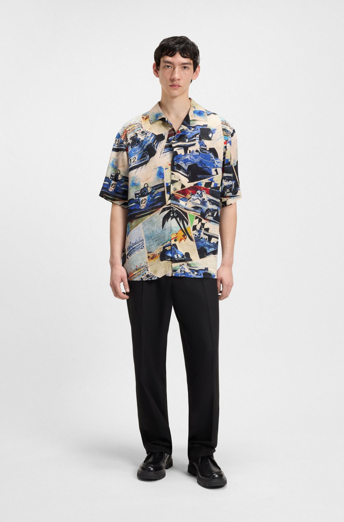 OVERSIZE-FIT SHIRT WITH VINTAGE RACING PRINT - 4