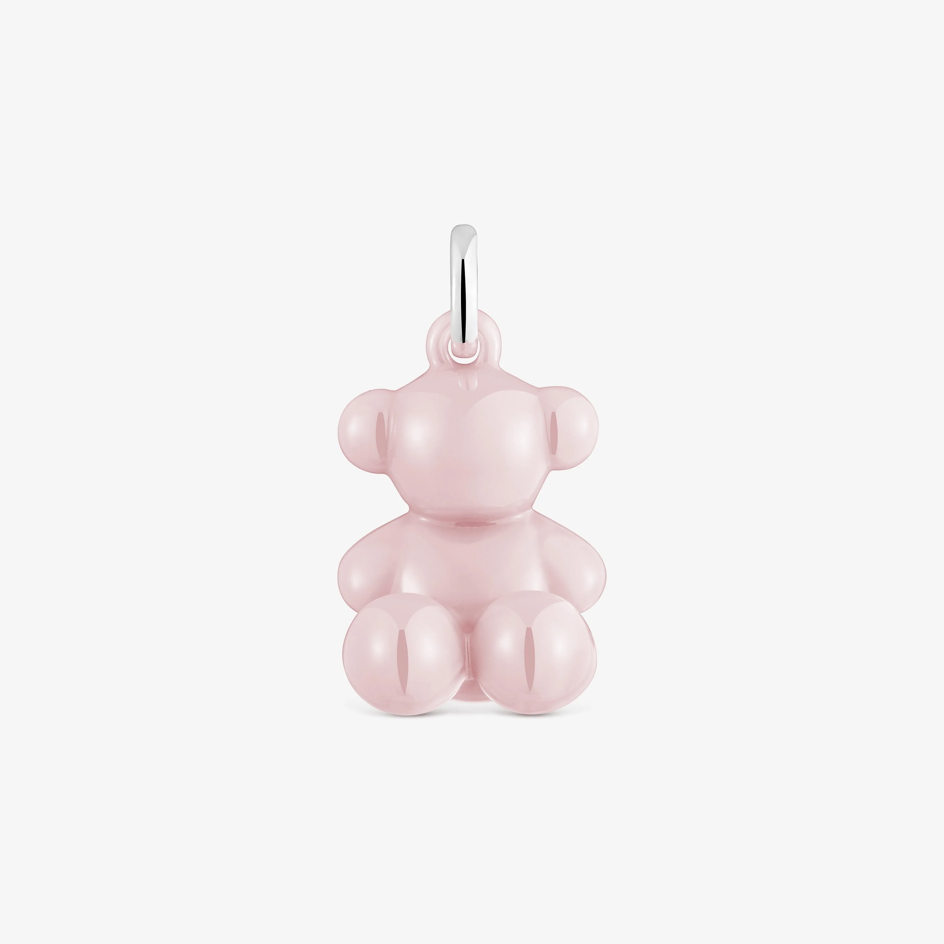 Silver and pink ceramic Bear pendant Bold Bear - 1