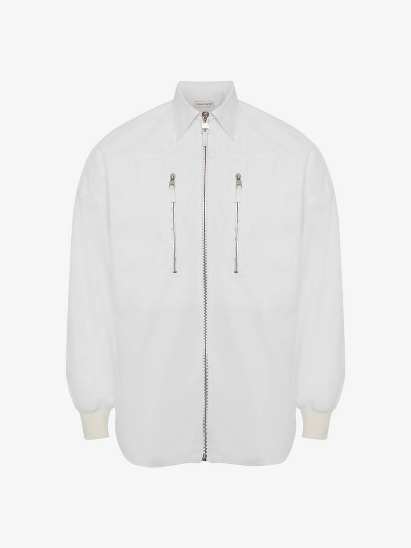 Zip Detail Shirt  in White - 1