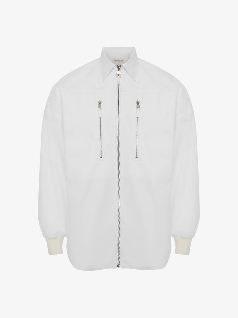 Zip Detail Shirt  in White 1