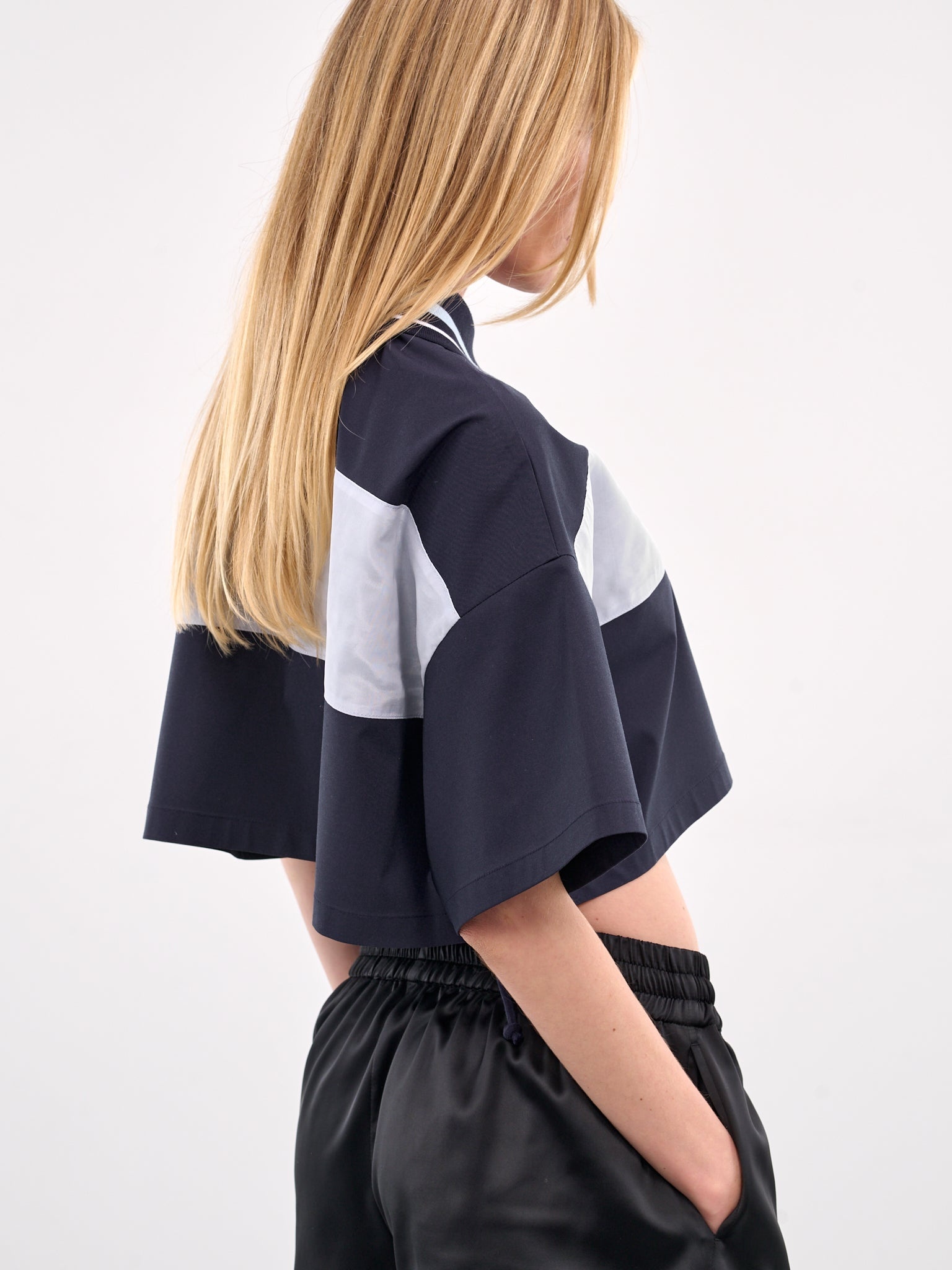 Color Block Crop Polo Shirt - 5
