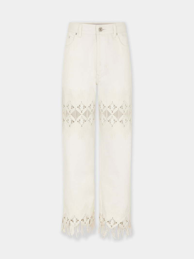TROUSERS IN DENIM WITH EMBROIDERY DETAILS 1