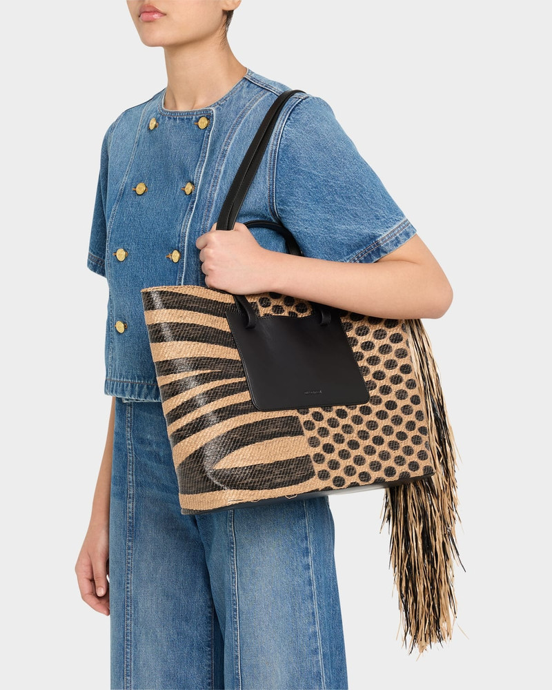 ULLA JOHNSON Lali Large Multi-Pattern Fringe Tote Bag outlook