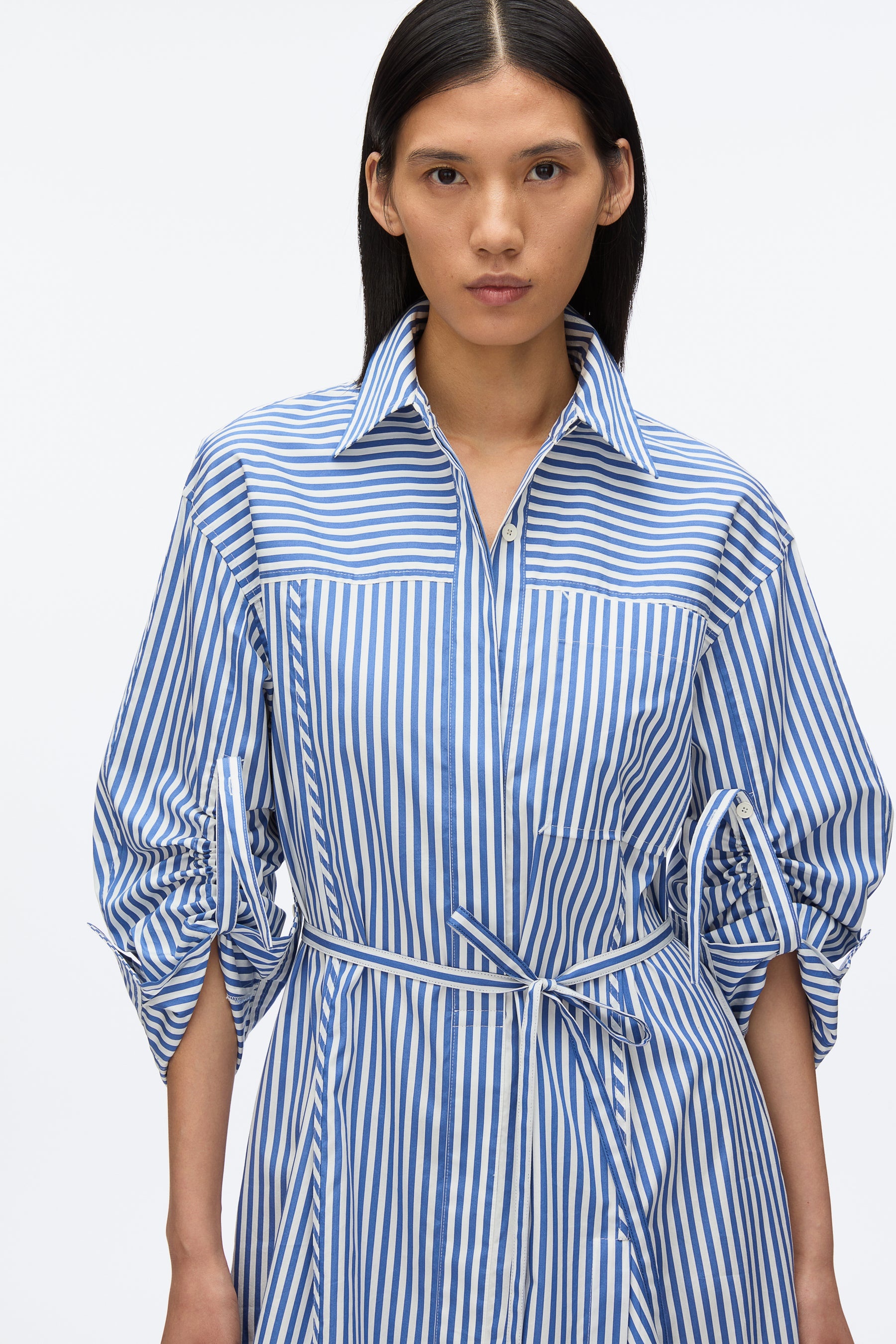 Stripe Shirt with Cascade Sleeves - 5