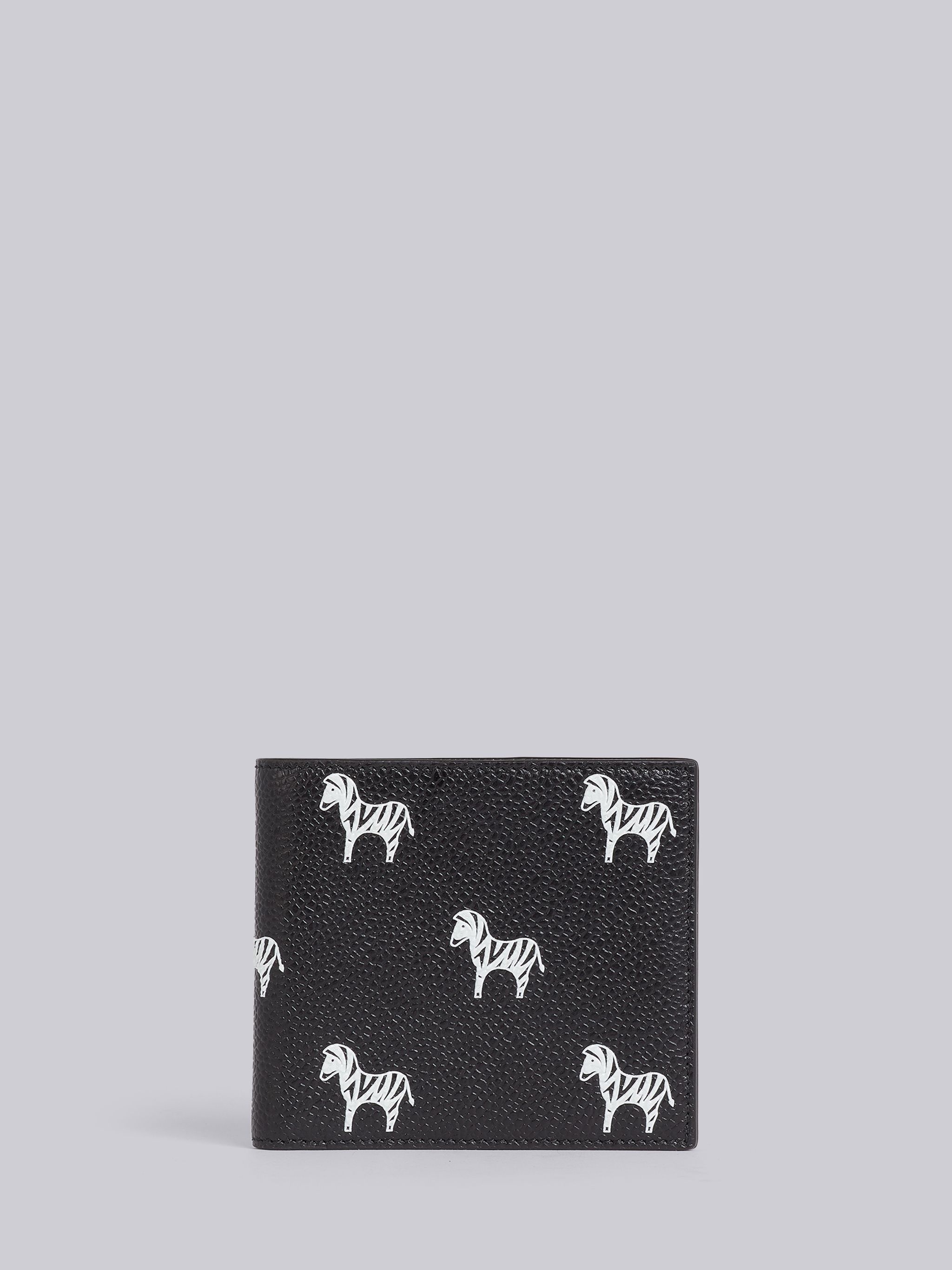 Black Pebbled Calfskin Zebra Print Billfold - 1