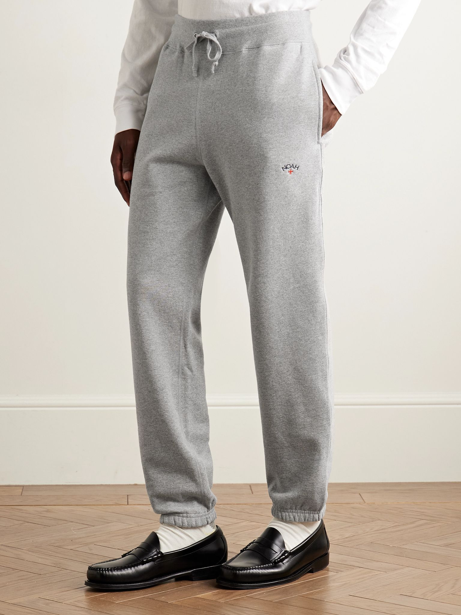 Core Tapered Logo-Embroidered Cotton-Jersey Sweatpants Gray - 3