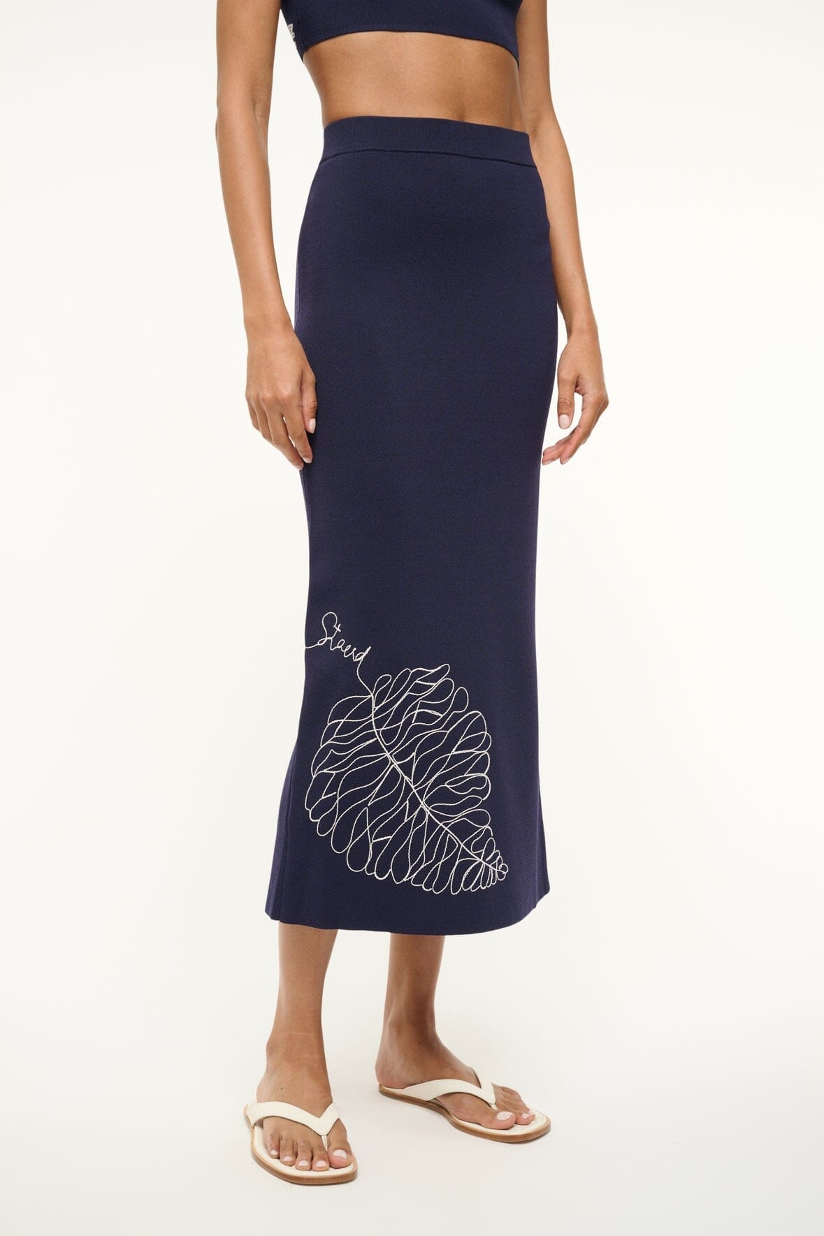 STAUD KARINA SKIRT NAVY WHITE - 3