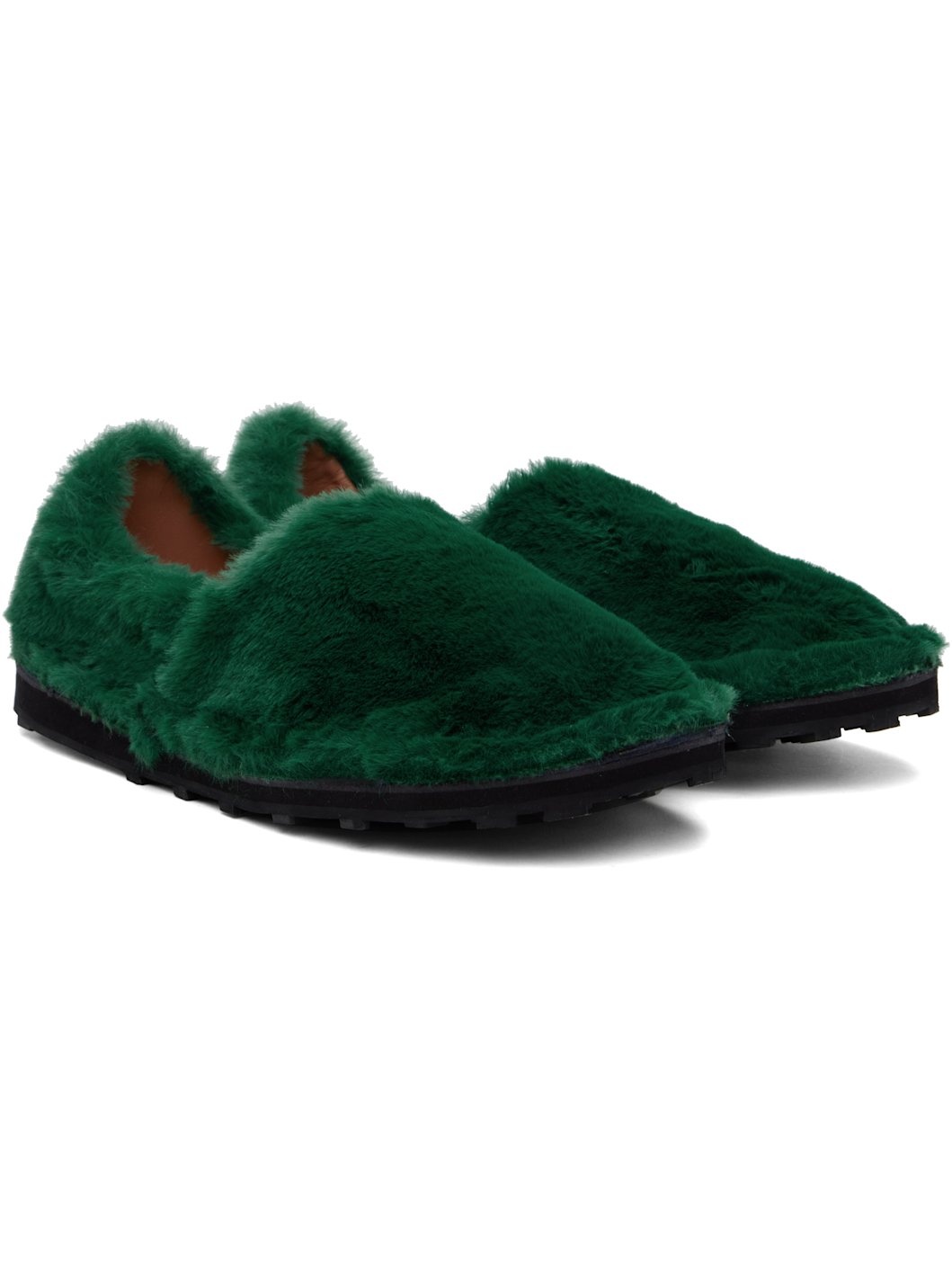Green Faux-Fur Loafers - 4