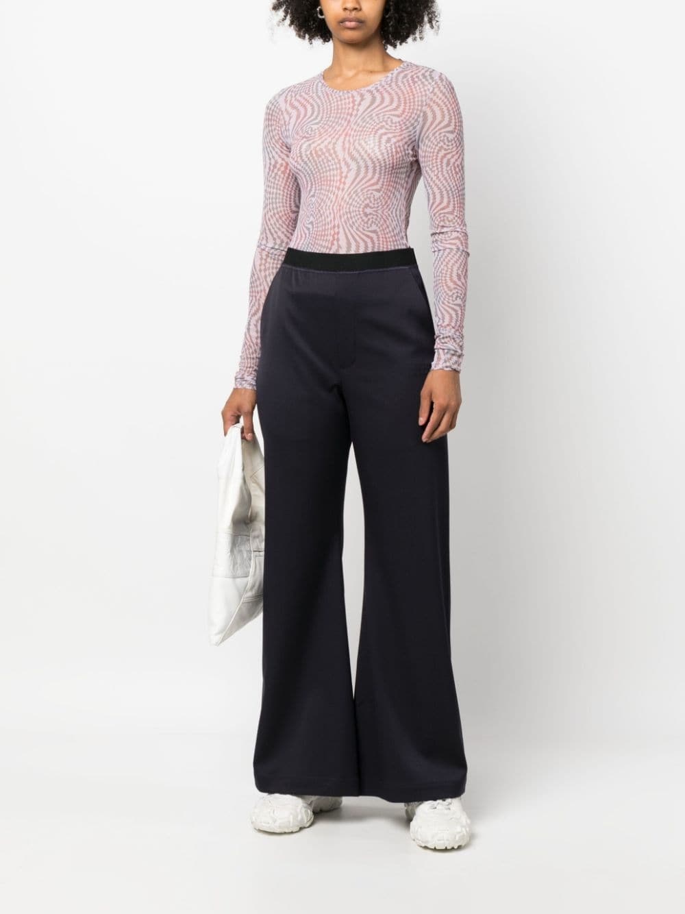 seam-detail cotton flared trousers - 2