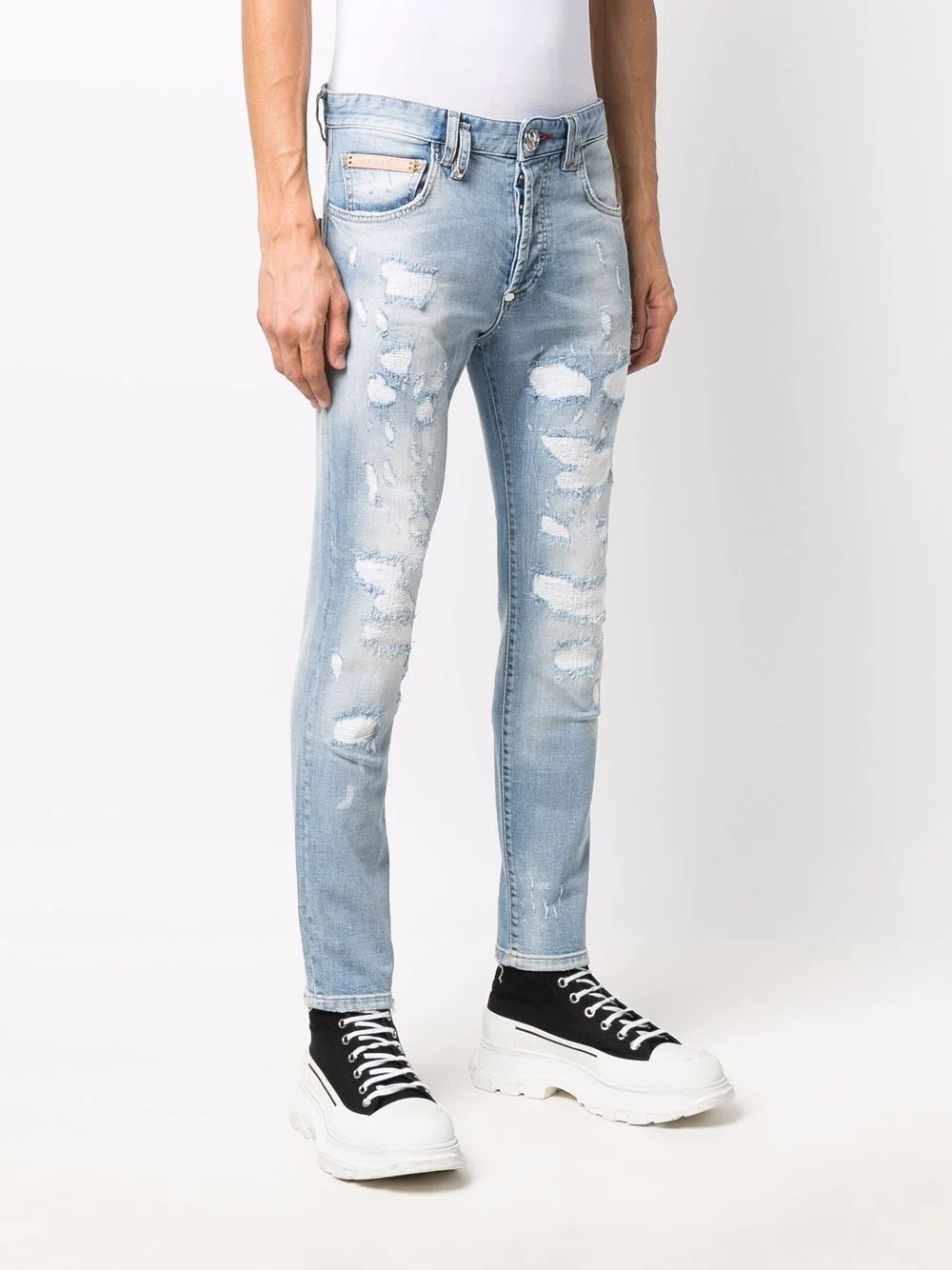 distressed skinny-cut jeans - 3