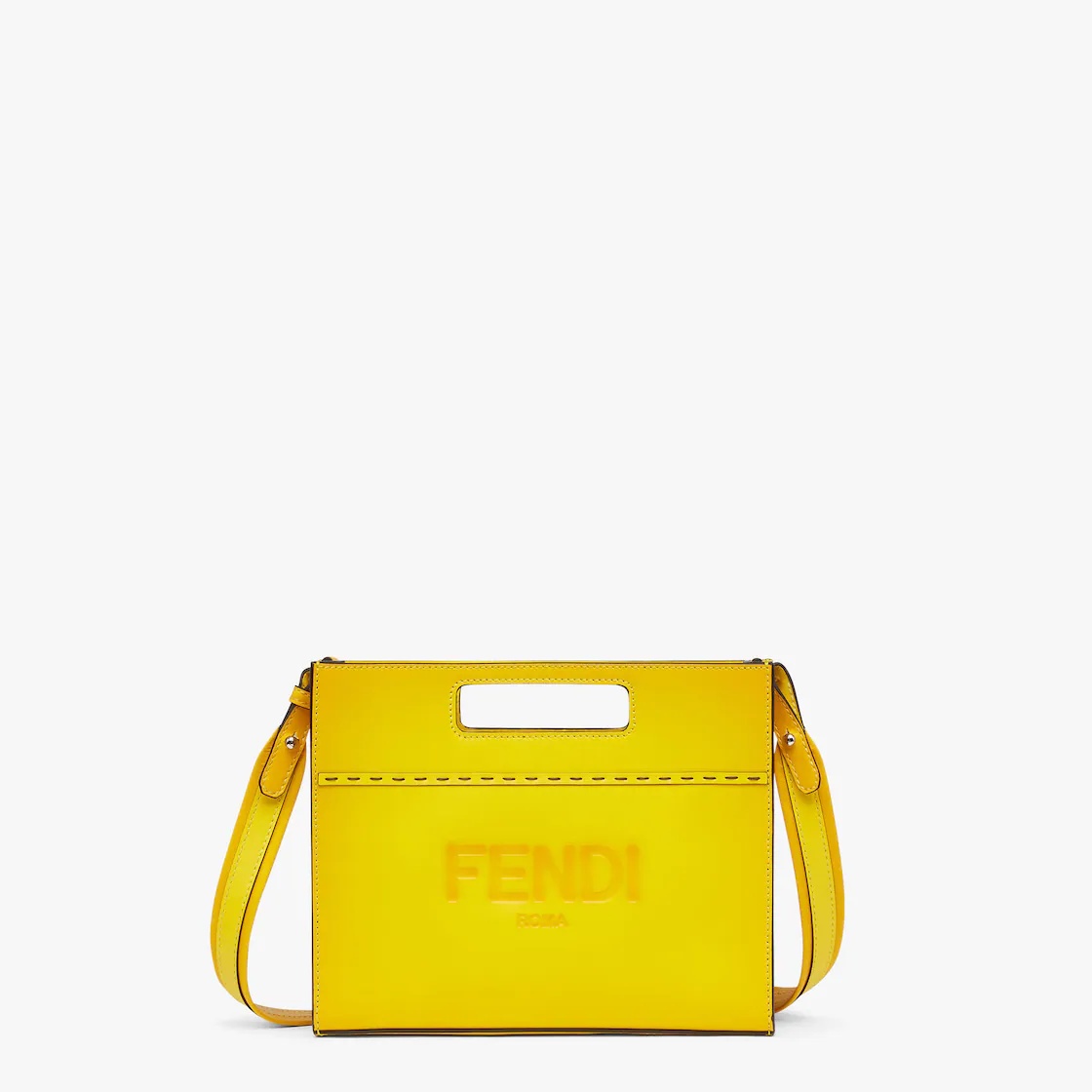 Yellow leather shopper - 1