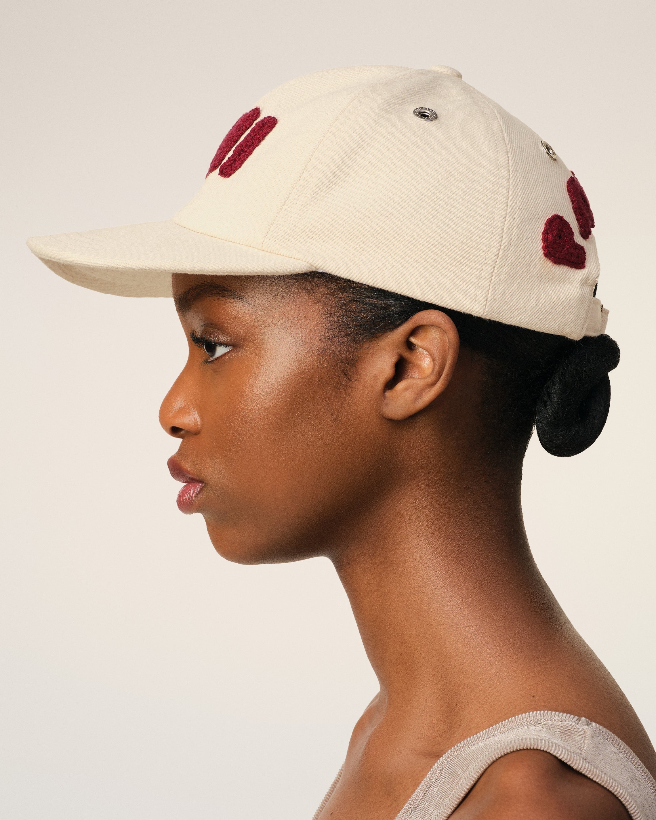 BEIGE COTTON AMI PARIS PATCH TRUCKER CAP - 5