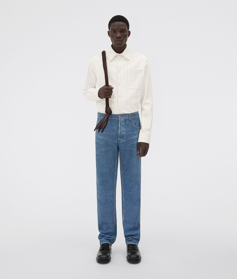 denim-effect printed leather trousers 4