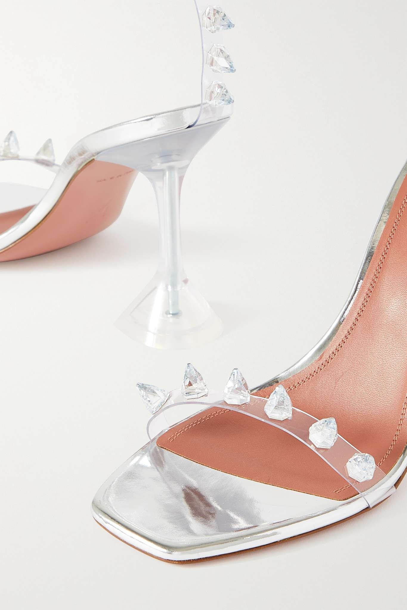 Julia crystal-embellished PVC and metallic leather sandals - 4