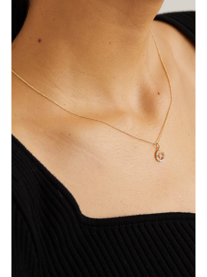 SYDNEY EVAN Starburst Horseshoe 14-karat Gold Diamond Necklace outlook