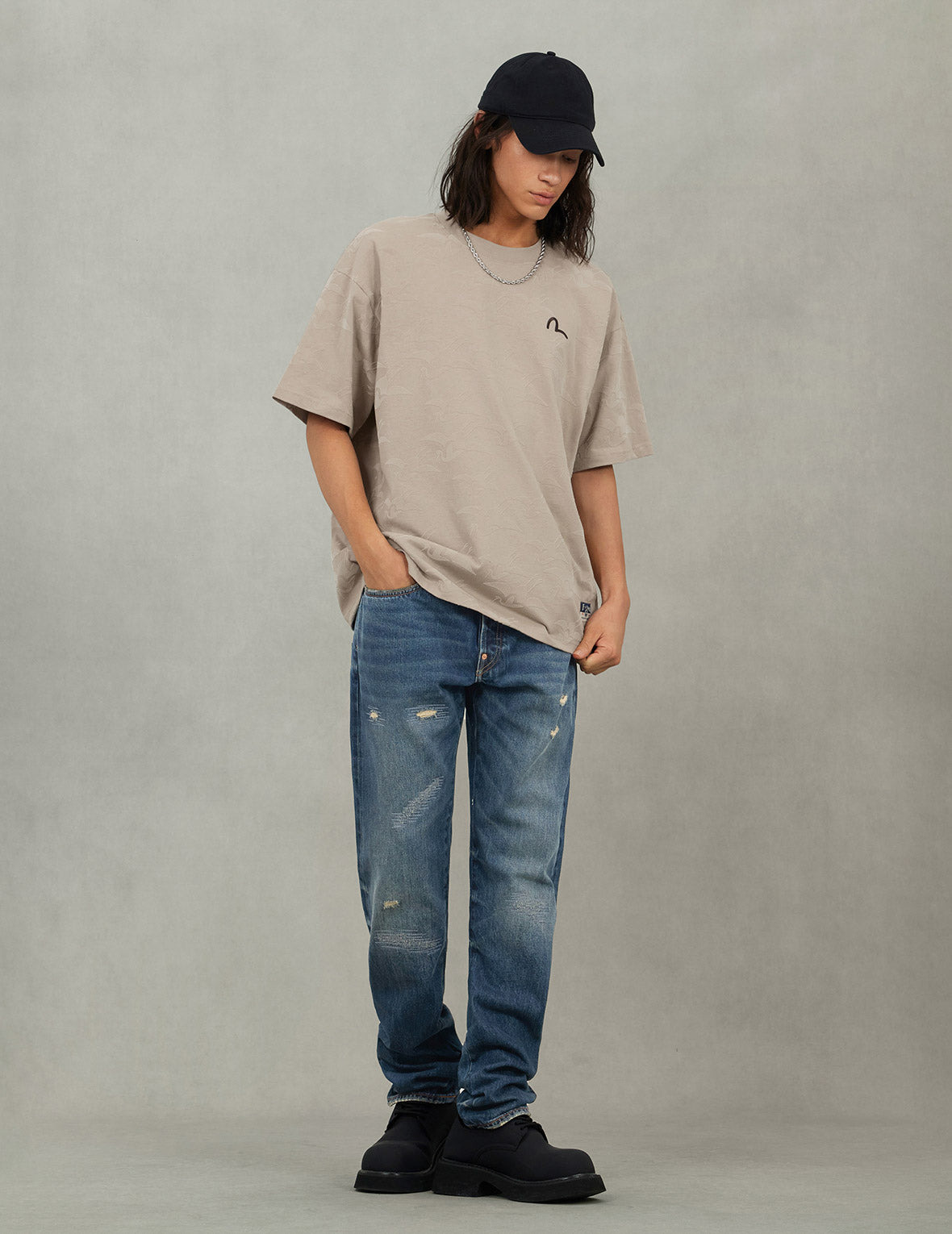 Allover Seagull Crane Flocking Print Relax Fit T-shirt - 4