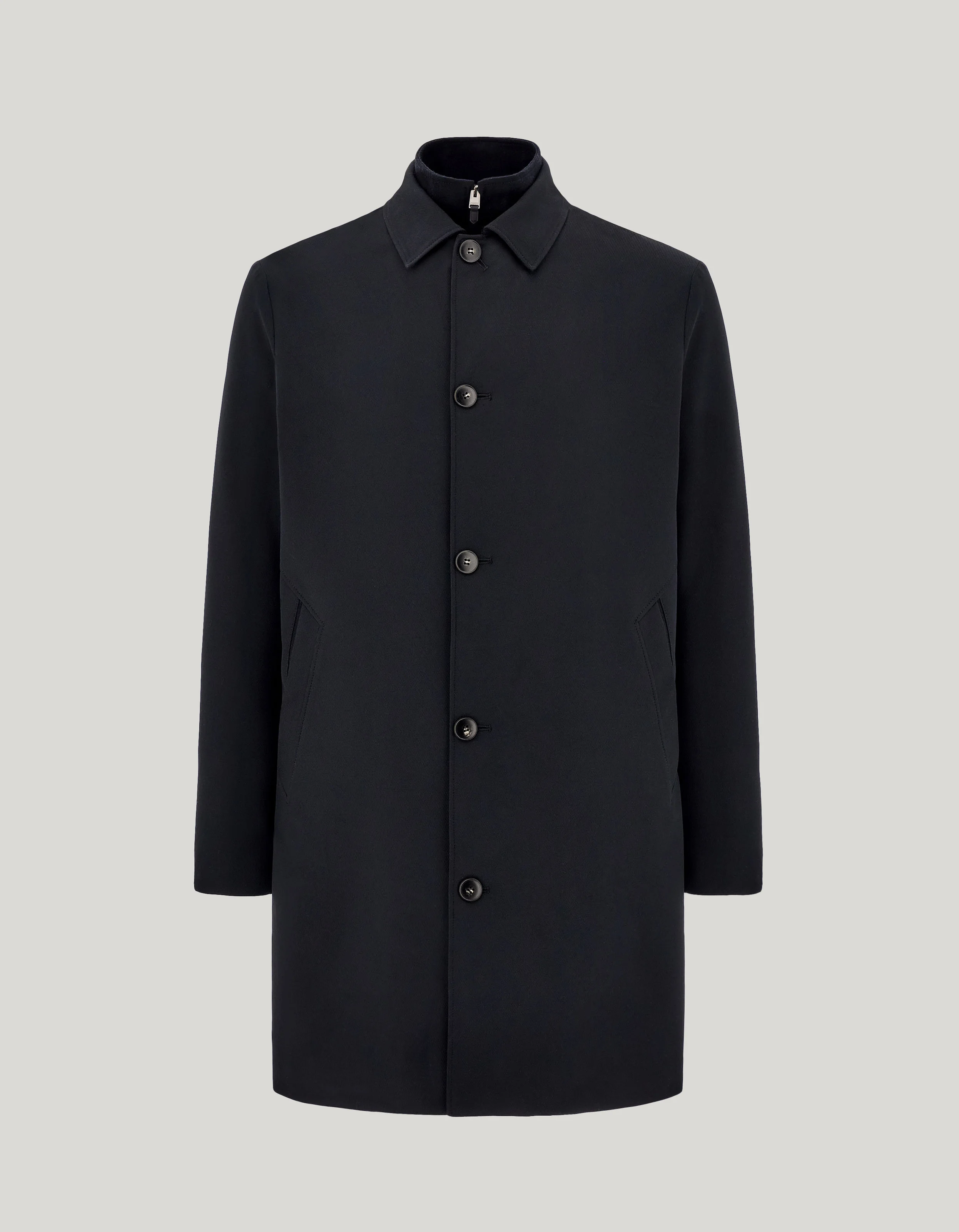 BLUE TECHNICAL FABRIC CAR COAT - 1