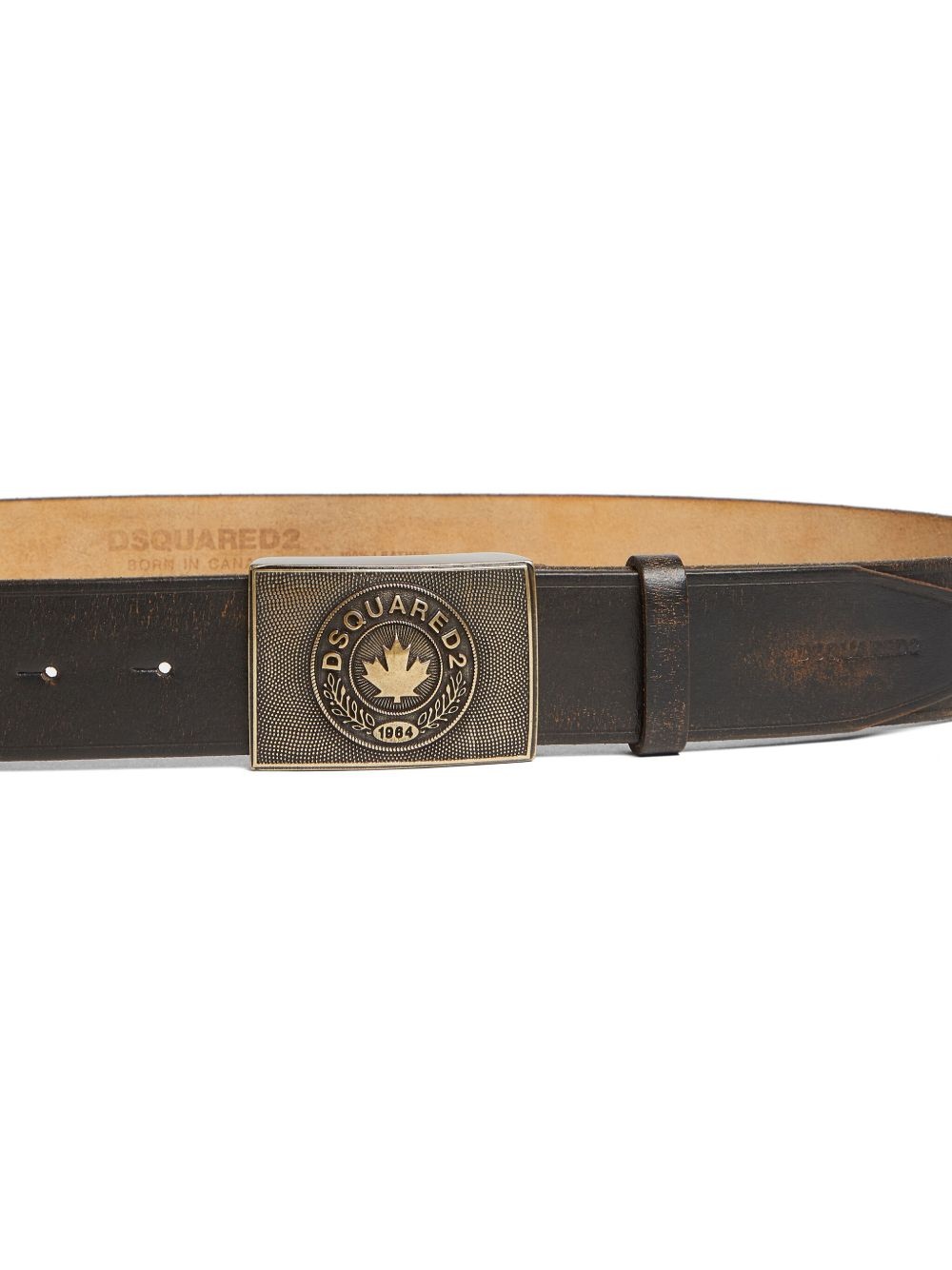 logo-plaque leather belt - 3