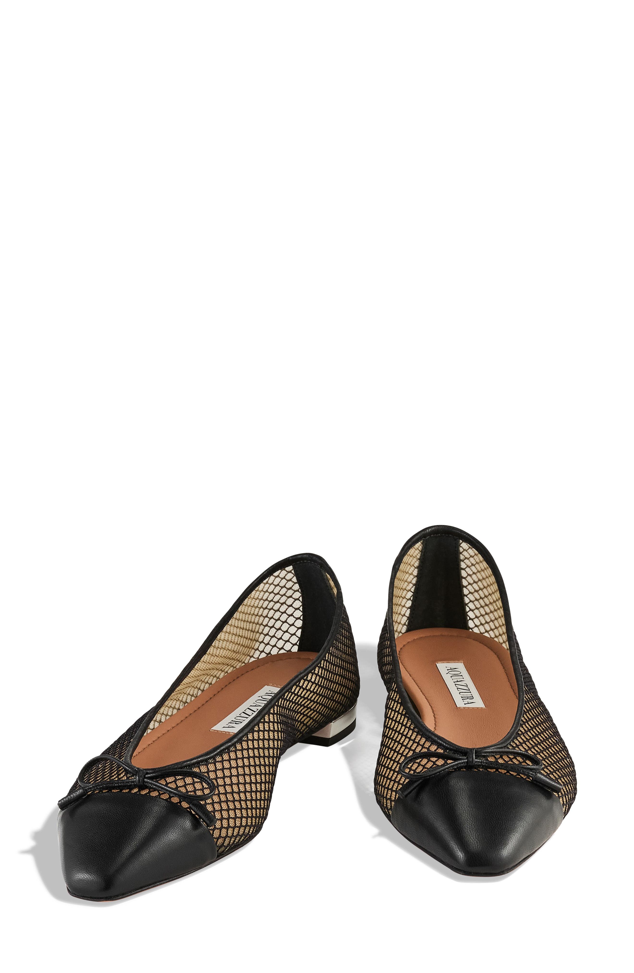Aquazzura Gioia Cap Toe Ballet Flat in Black at Nordstrom - 4