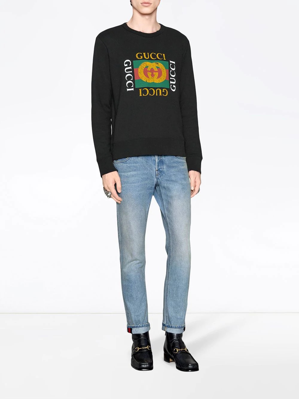 Cotton sweatshirt with Gucci logo - 2