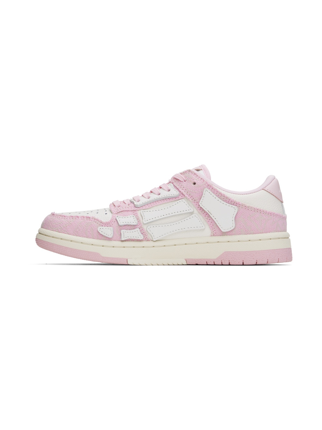 Pink & White Bandana Denim Skel Top Low Sneakers - 3
