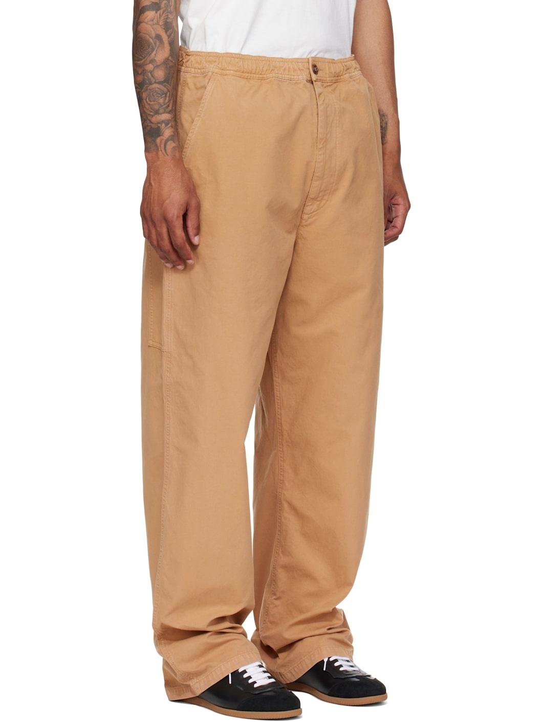 Beige Cotton Canvas Trousers - 2
