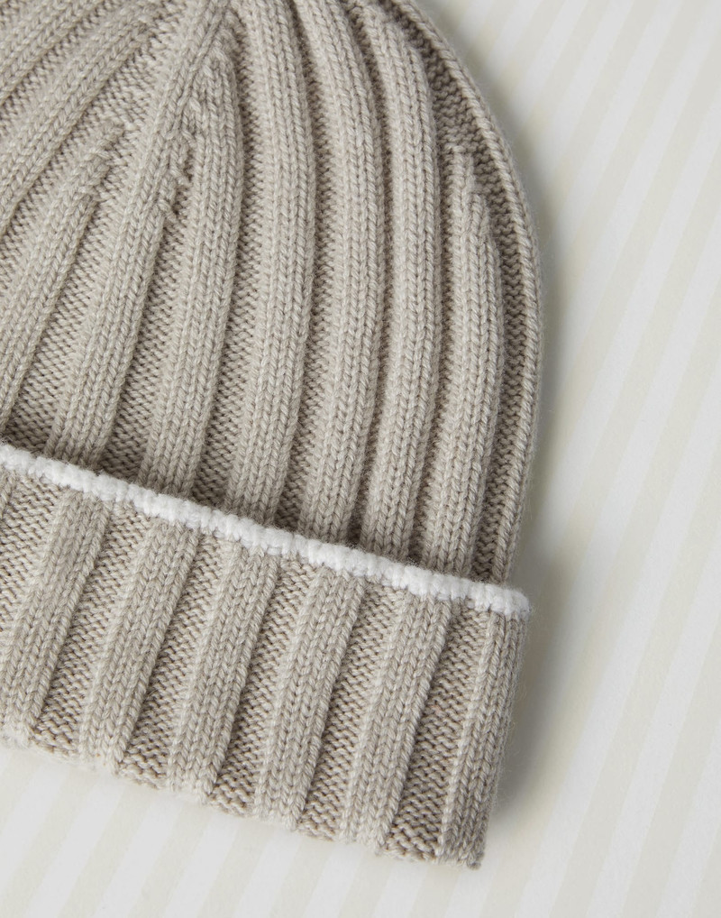 Brunello Cucinelli Cashmere rib knit beanie outlook