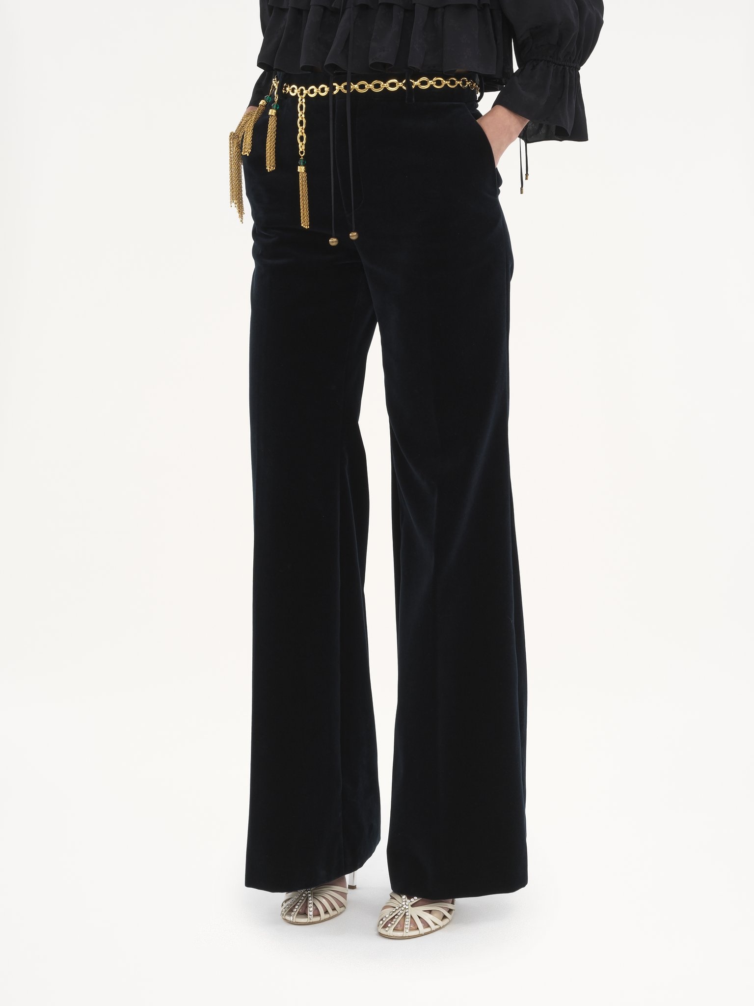 FLARED TAILORED PANTS IN VELVET - 4