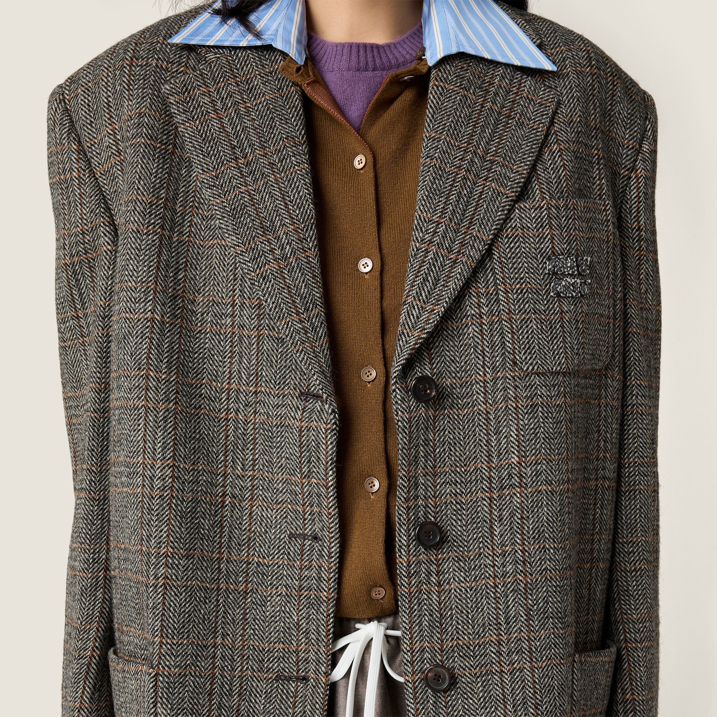 Single-breasted chevron jacket - 4