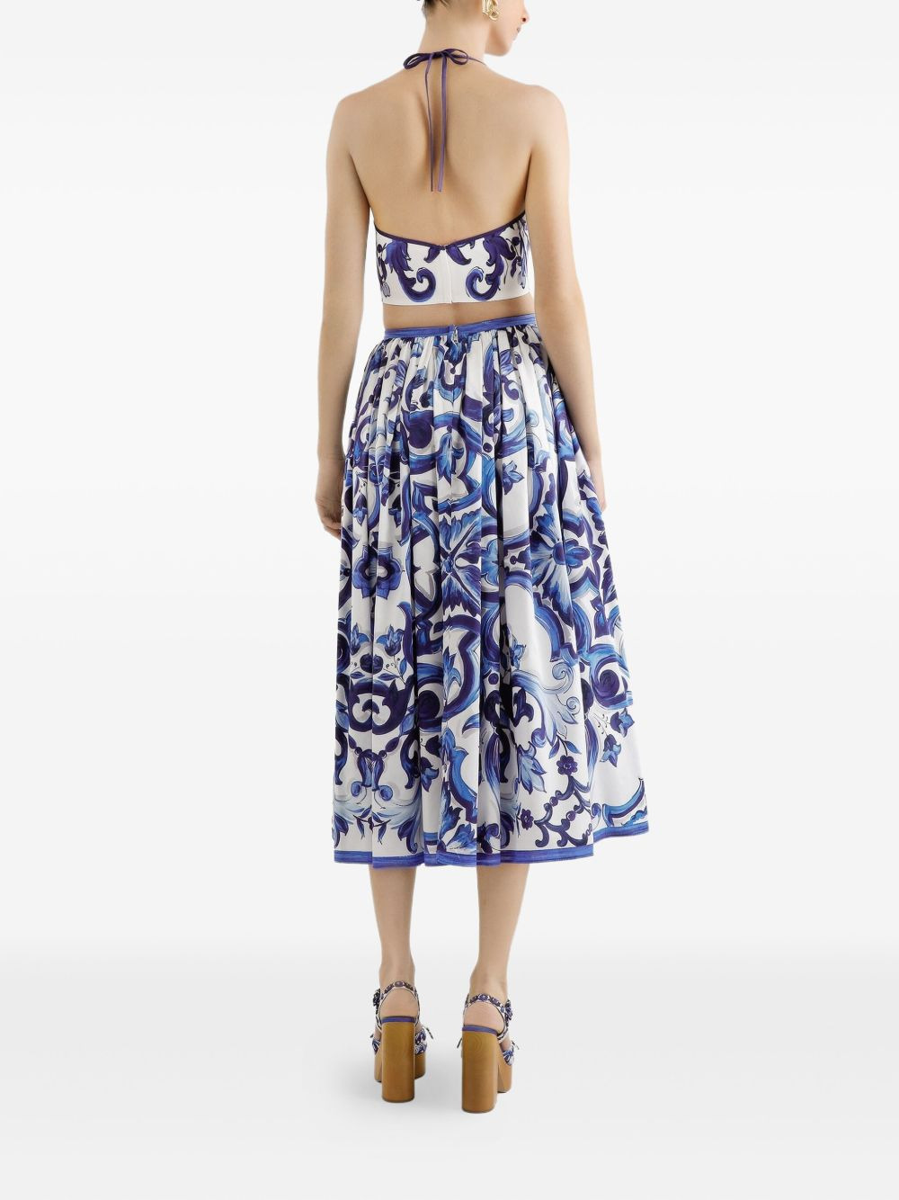 Majolica-print pleated skirt - 3