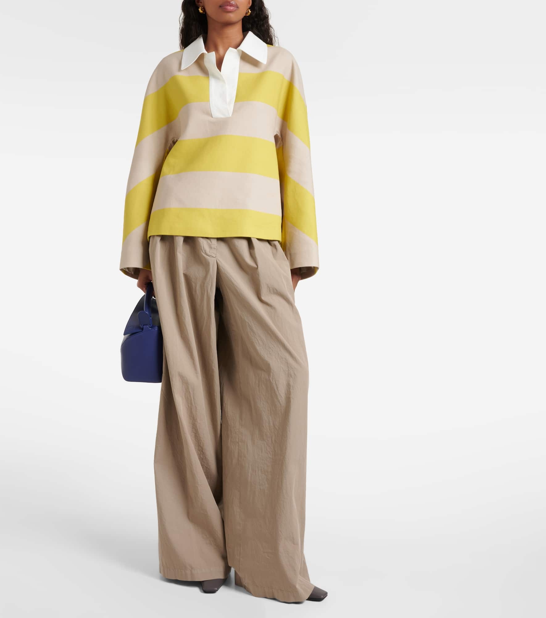Pleated cotton wide-leg pants - 2