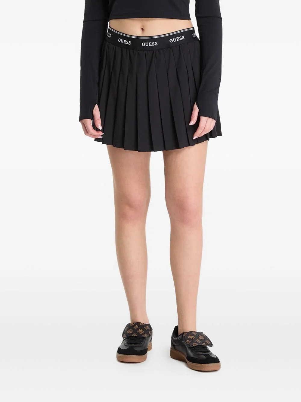 logo-waistband pleated mini skirt - 1