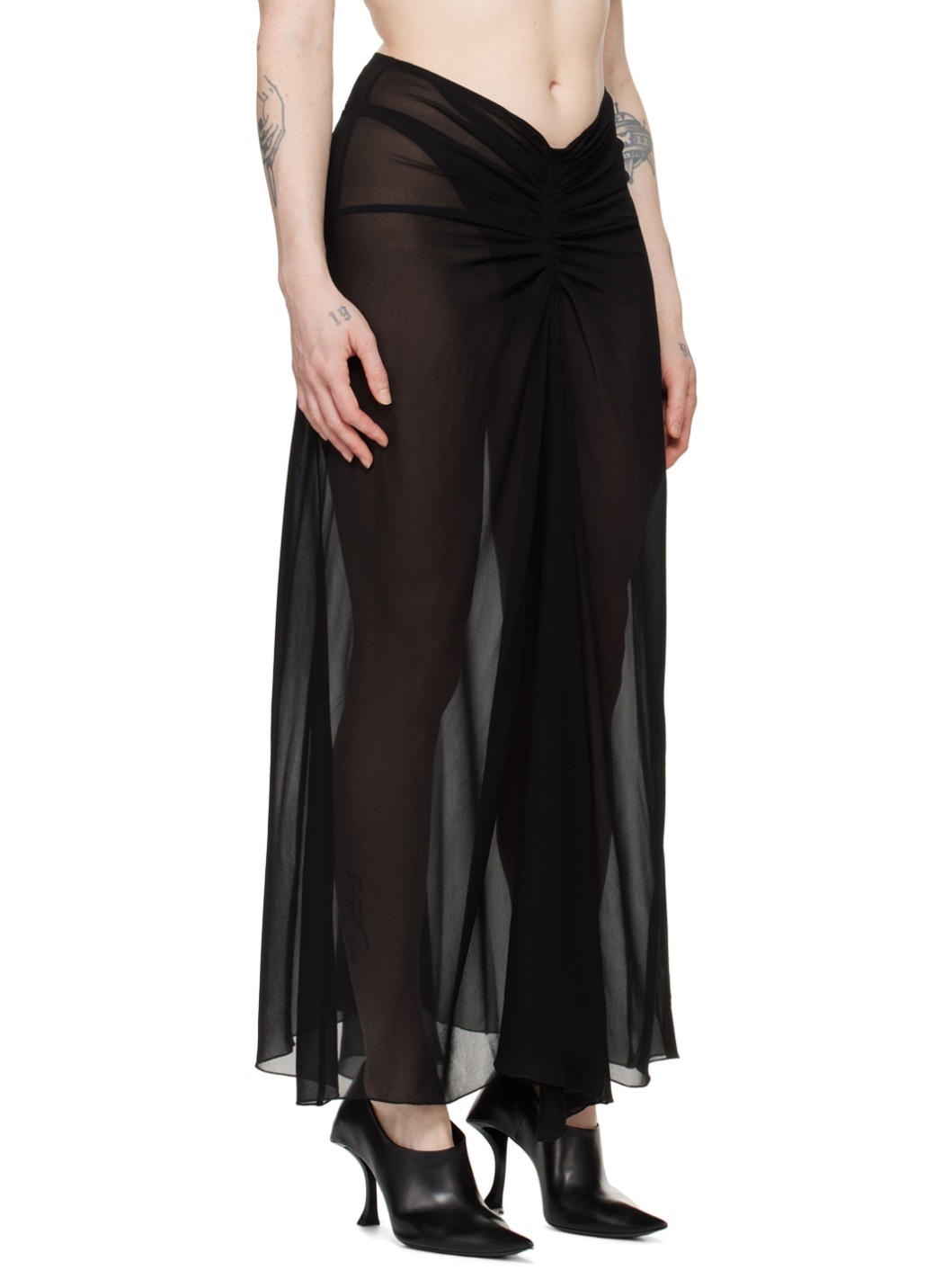 Black Ruched Maxi Skirt - 2